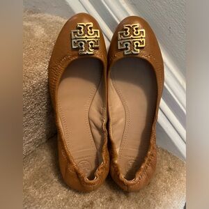 Tory Burch Leather Tan Flats
